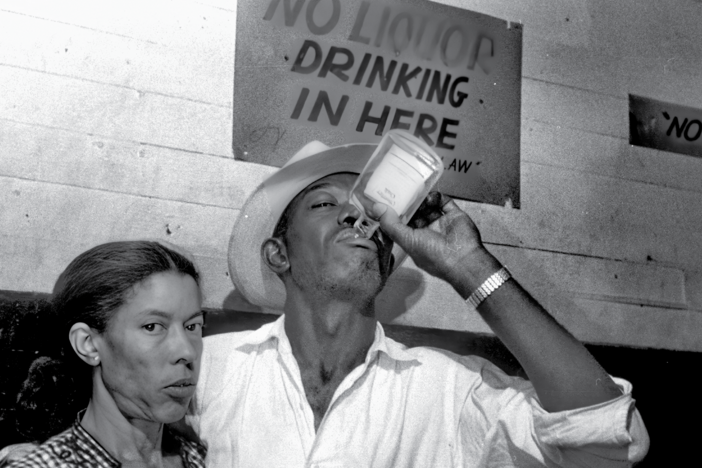 Album cover for <em>Drinking In Here</em>, a new collection of traditional drinking songs from the Lomax Archive.