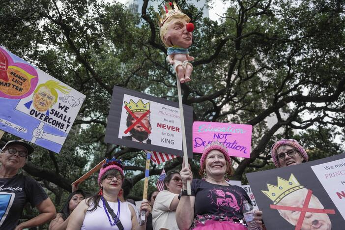 Houston: People gather in Houston for the No Kings nationwide demonstration.