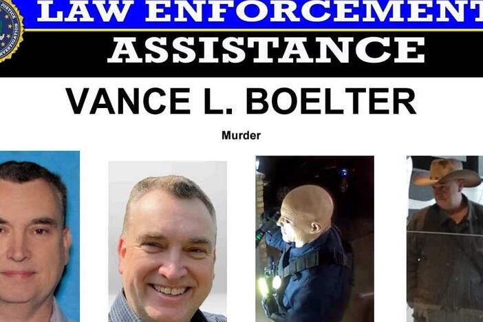 Vance Luther Boelter, age 57, is shown here in photographs compiled by the FBI for a wanted poster.