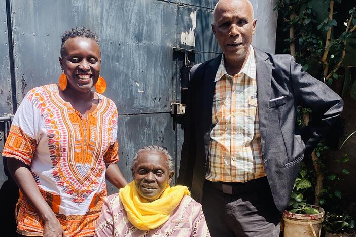 Esther Ngumbi with her parents, Bertha and Harrison — both teachers. They were determined to give an education not only to their son but to their four daughters — even though neighbors told Harrison not to spent money on school for his daughters since they'd grow up, marry and leave the family.