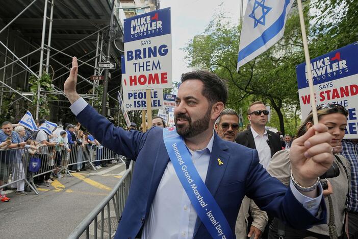 U.S. Rep. Mike Lawler, of New York's 17th District, marches in the 2025 Israel Day Parade, on New York's Fifth Avenue, Sunday, May 18.