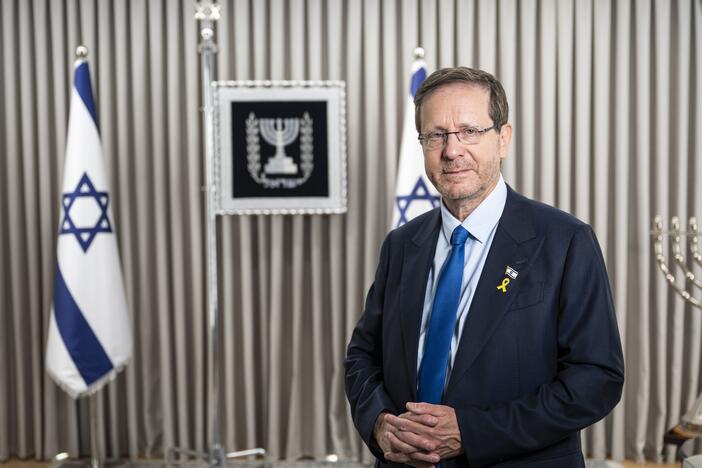 Israel President Isaac Herzog is seen at his official residence in Jerusalem.