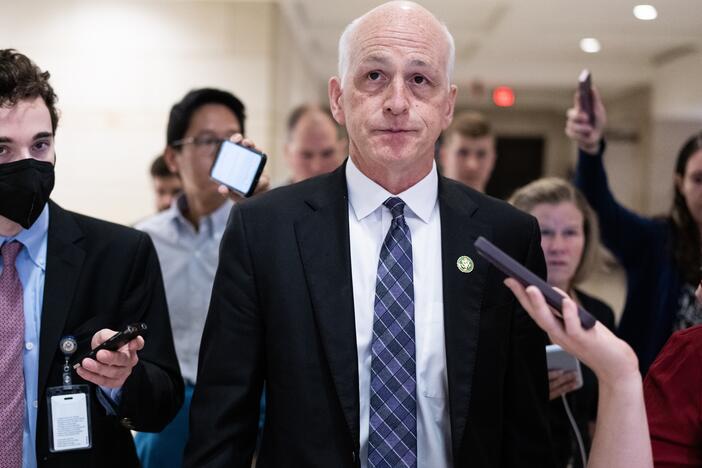 Rep. Adam Smith, D-Wash., is seen in the Capitol Visitor Center after an all members briefing on the attack on Israel on Wednesday, October 11, 2023.