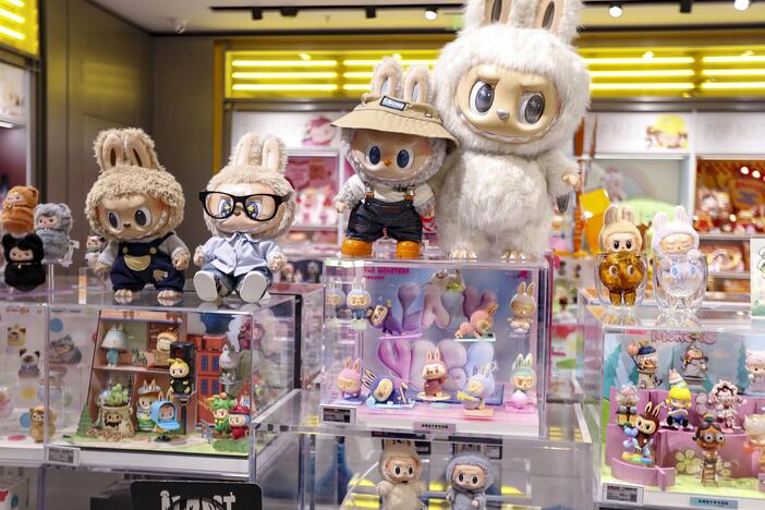 Labubu figures and dolls are seen on display at a Pop Mart store on June 9 in Shanghai.