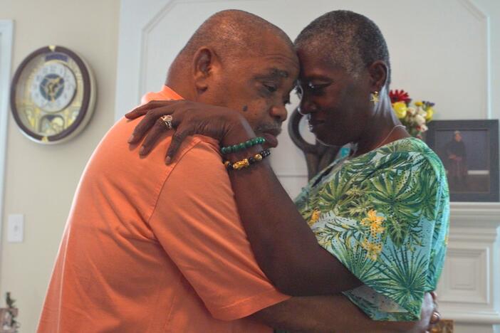 <em>Caregiving</em> traces the history — and unique challenges of — caring for family members in the U.S. In the documentary, viewers meet caregivers like Malcoma Brown-Ekeogu, who now helps her husband, Kenneth, with even his most basic needs, like walking and bathing. "I never let him see me cry," she says.