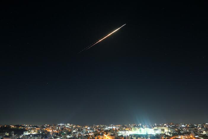 Iranian missiles aimed at targets in Israel pass through the sky of Hebron, West Bank on June 18 as Israeli air defense system tries to intercept them.