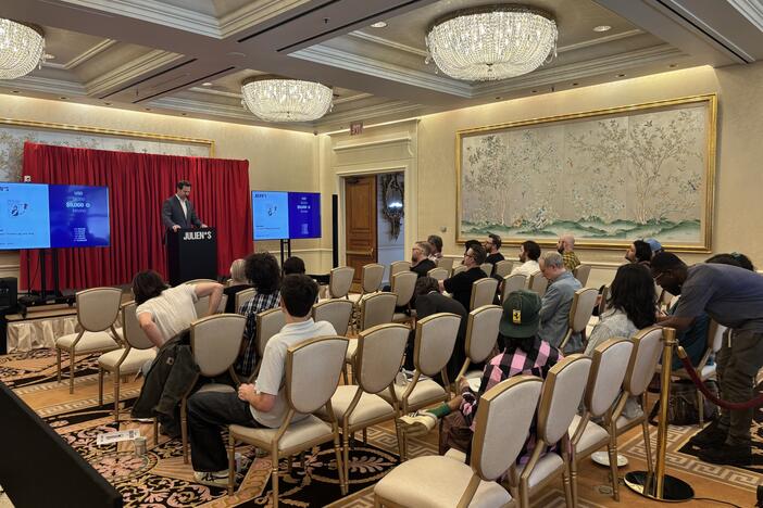 At The Peninsula Beverly Hills hotel in Los Angeles, Julien's auction house sold a collection of 450 items belonging to the late writer-director David Lynch, where on-site bidders were abuzz with Lynch's coffee and carpentry paraphernalia.