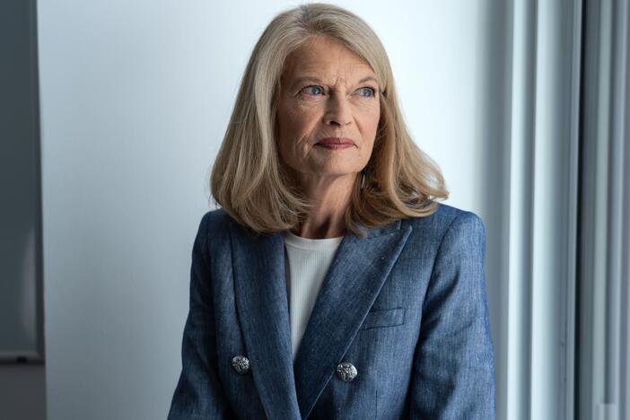 Sen. Lisa Murkowski sits for a portrait in NPR's New York office.