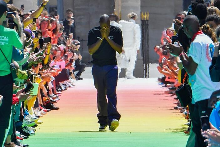 Virgil Abloh's debut runway show for Louis Vuitton in Paris, France, in 2018.