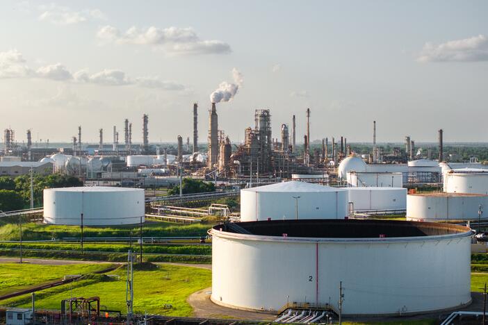 The LyondellBasell Houston refinery is seen in June. Multiple factors are holding oil prices down, including the fact that the United States is now the world's largest oil producer.