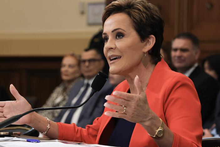 Kari Lake, President Trump's special adviser overseeing the shrinking of the U.S. Agency for Global Media, testifies before the House Committee on Foreign Affairs hearing on June 25, 2025 in Washington, DC.