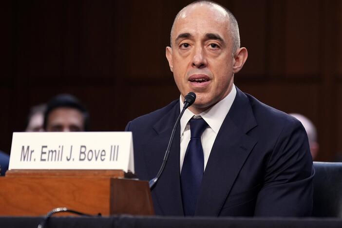Emil Bove, then Donald Trump's personal attorney, looks on at Trump's sentencing hearing in front of a New York state judge at Manhattan Criminal Court on Jan. 10, 2025, in New York City.