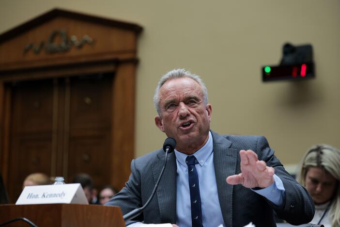 Health and Human Services Secretary Robert F. Kennedy Jr. testifies at a hearing on Tuesday. In a message to Gavi, the Vaccine Alliance, delivered on Wednesday, he praised the group's efforts but said the U.S. would halt funding because Gavi "ignores the science" of vaccine safety.