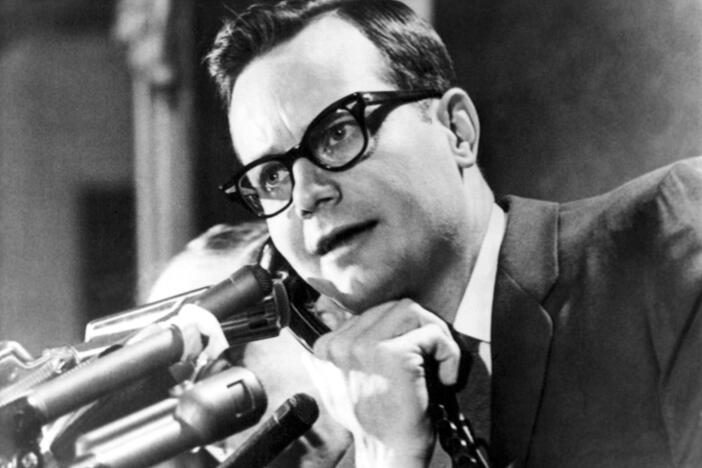 White House press secretary Bill Moyers appears at a press briefing at White House in Washington on Feb. 25, 1966.