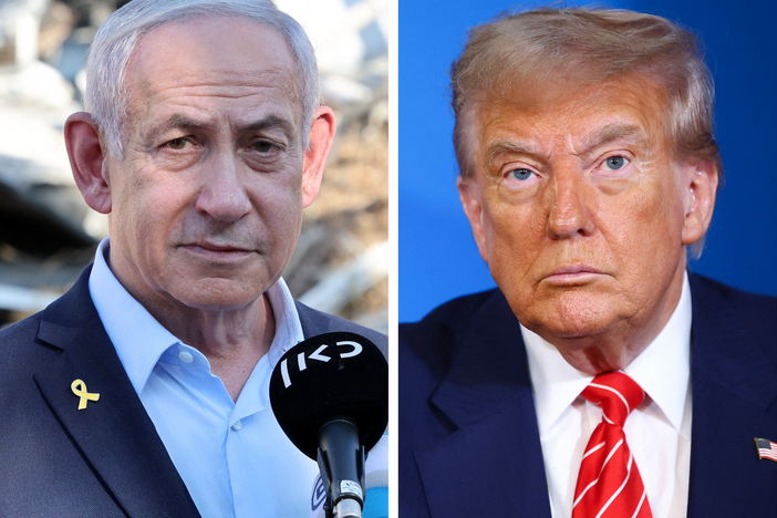 From left, Israeli Prime Minister Benjamin Netanyahu, U.S. President Trump and Iran's Supreme Leader Ayatollah Ali Khamenei.