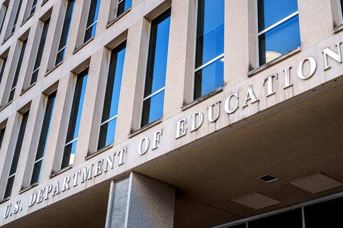 The entrance of the U.S. Department of Education headquarters in Washington, D.C.