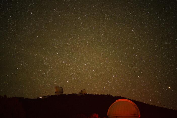 The night sky looms bright over the facilities of McDonald Observatory after a Star Party in Fort Davis, Texas on Tuesday, May 27, 2025.