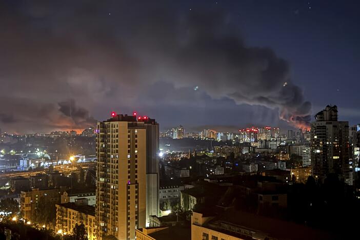 Smoke rises after a Russian strike on Kyiv, Ukraine, Friday, July 4, 2025