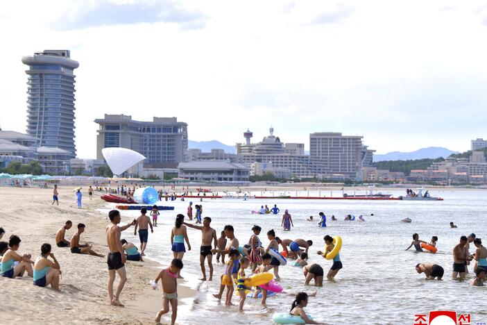 This photo provided on July 2, 2025, by the North Korean government shows a beach resort in the Wonsan-Kalma eastern coastal tourist zone on July 1, 2025.