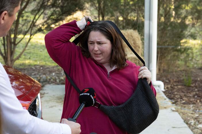 Erin Patterson pictured outside her home in Leongatha, Australia, in 2023. That summer, four people became seriously ill — and three of them died — after eating a meal she cooked containing death cap mushrooms.
