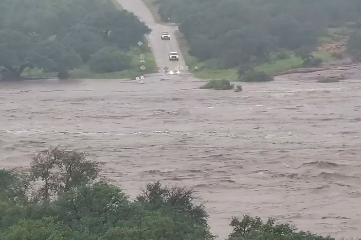This is a timelapse video of the Llano River swelled with floodwater in Llano County Texas on July 4, 2025.