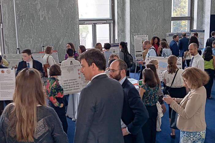 Researchers put on a "science fair for canceled grants" on Capitol Hill in Washington, D.C., on Tuesday to highlight cuts to federal funding for science.