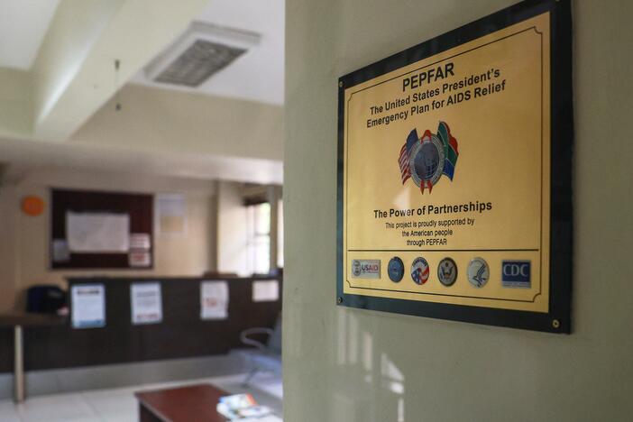 This plaque inside a medical facility in Pretoria states that it was funded by the United States President's Emergency Plan for AIDS Relief (PEPFAR).