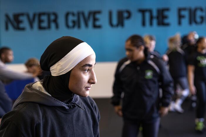 Jamilah McBryde works up a sweat to cut weight in preparation for the 2025 National Association of Intercollegiate Athletics (NAIA) Women's Wrestling National Championship, hosted in Wichita, Kan., in March.