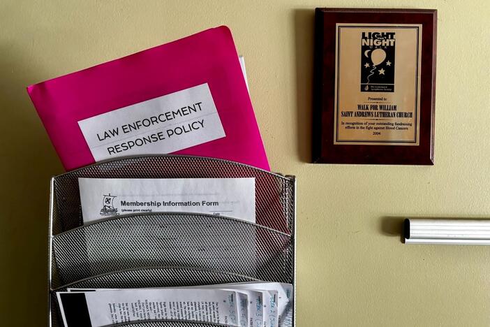 St. Andrew's Lutheran Church in west Los Angeles has developed a response plan in case immigration agents show up on the congregation's property. Those plans are stored in easy-to-find pink folders at various entryways around the church's buildings.