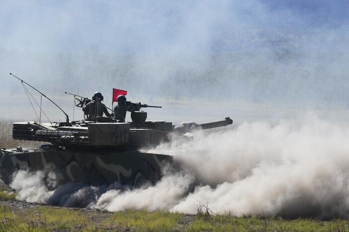 South Korean soldiers fire from a K1 tank during Exercise Talisman Sabre 2025, Australia's largest-ever war fighting drills at Shoalwater Bay Training Area, near Rockhampton, Australia, on Monday.