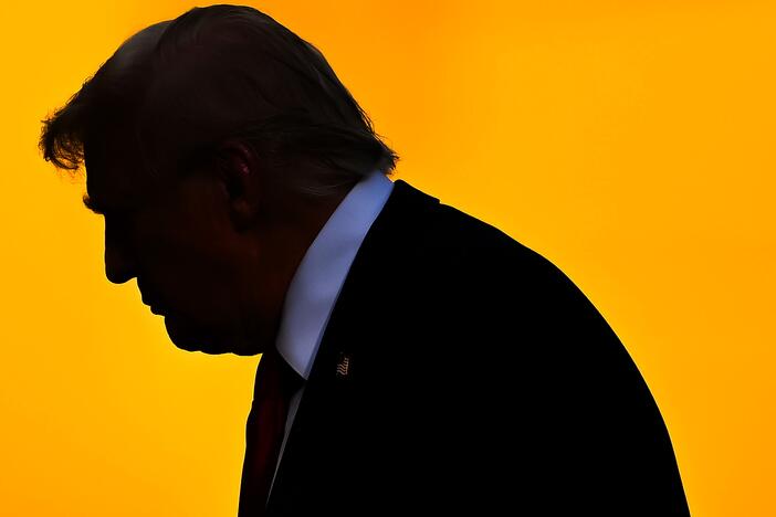 President Trump in profile at  MetLife Stadium on July 13 in East Rutherford, N.J.