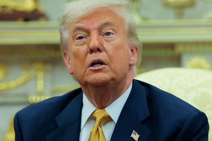President Trump speaks to reporters during a meeting with Bahraini Crown Prince Salman bin Hamad Al Khalifa in the Oval Office of the White House on Wednesday.