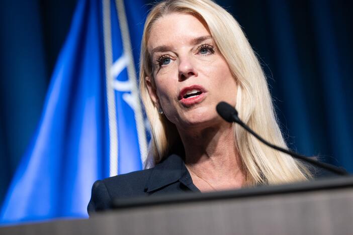US Attorney General Pam Bondi speaks about recent drug enforcement actions during a news conference at the Drug Enforcement Administration headquarters in Arlington, Va., on Tuesday.