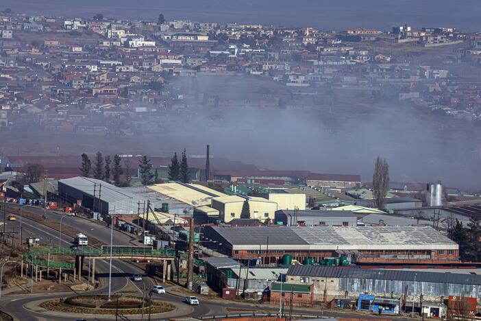 An overview of textile factories on July 5, 2025 in Ha Thetsane Industrial Area in Maseru, Lesotho. The tiny mountain kingdom has around 35,000 garment workers and many of them face an uncertain future.