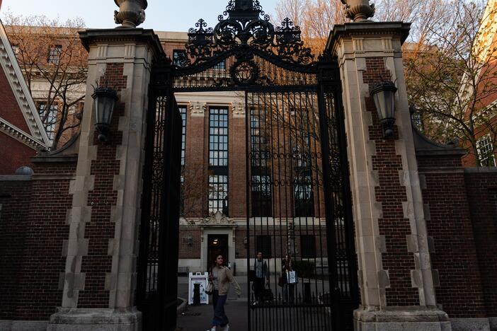People leave Harvard University on April 17, 2025 in Cambridge, Massachusetts.