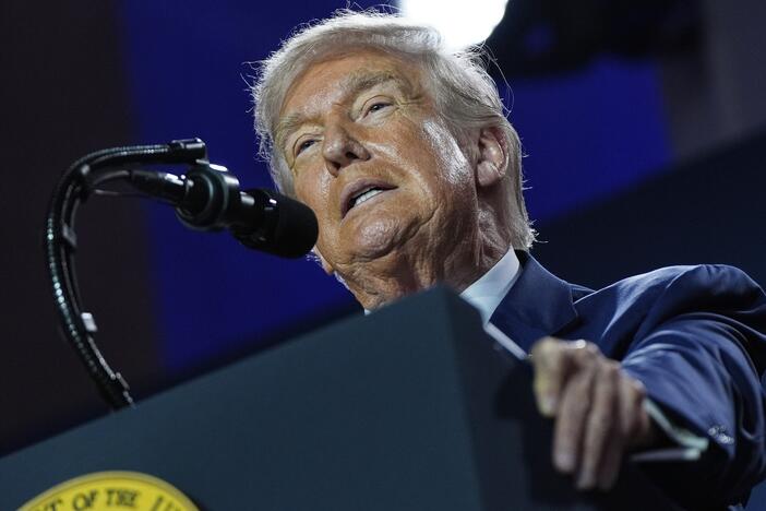 President Donald Trump speaks during an AI summit at the Andrew W. Mellon Auditorium on Wednesday.