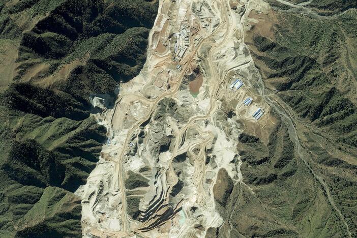 This is a satellite image collected on Nov. 13, 2012, of the Maoniuping Mine, one of China's largest rare earth elements mines, located near Mianning, Sichuan province, China.