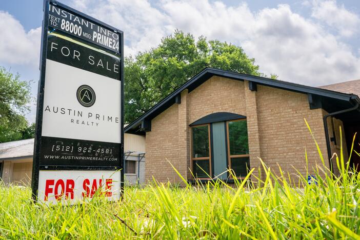 A home is seen for sale on April 24 in Austin, Texas.