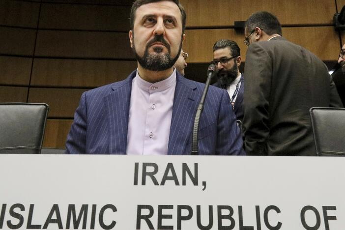 Iran's deputy foreign minister, Kazem Gharibabadi, then the country's envoy in Vienna, awaiting the start of the International Atomic Energy Agency board of governors meeting in Vienna, Austria, Nov. 21, 2019.