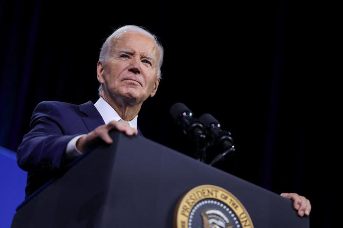 President Joe Biden looks on at the 115th NAACP National Convention in Las Vegas, Nevada, July 16, 2024. Photo by Tom Brenner/Reuters
