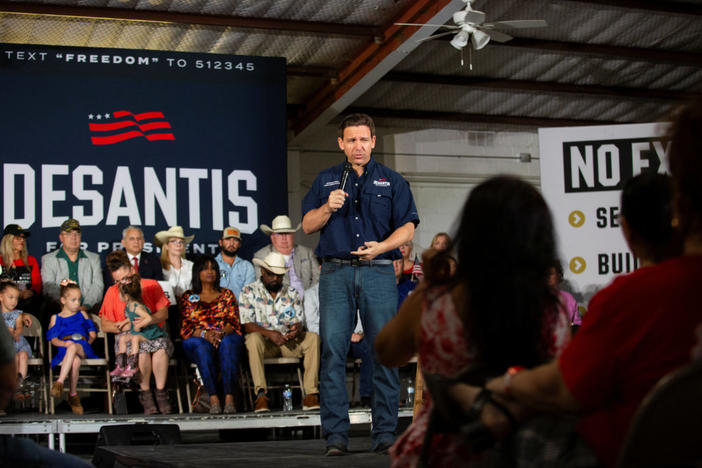 Republican U.S. presidential candidate Florida Gov. Ron DeSantis visits the border community of Eagle Pass, Texas, U.S. June 26, 2023. REUTERS/Kaylee Greenlee Beal