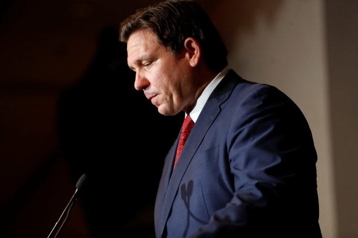 Florida Governor Ron DeSantis speaks after the primary election for the midterms during the "Keep Florida Free Tour" at Pepin's Hospitality Centre in Tampa, Florida, U.S., August 24, 2022. Photo by Octavio Jones/REUTERS