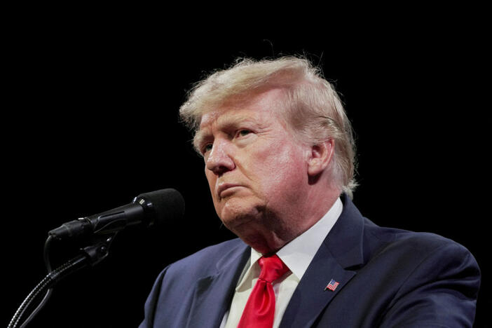 FILE PHOTO: Former U.S. President Donald Trump speaks to an audience at the "American Freedom Tour" event in Memphis, Tennessee, U.S., June 18, 2022. REUTERS/Karen Pulfer Focht/File Photo