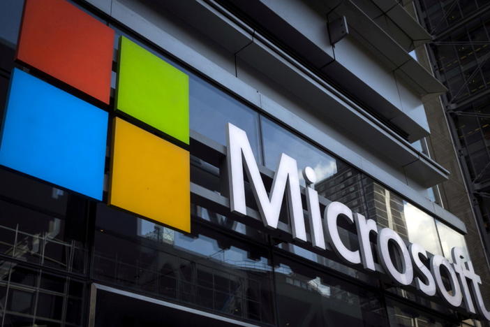 A Microsoft logo is seen on an office building in New York City on July 28, 2015. Photo by Mike Segar/REUTERS