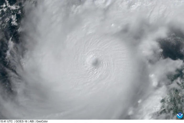 A satellite image shows whirlwind formation of Hurricane Milton, October 7, 2024, in this screen grab obtained from a handout video. CSU/CIRA & NOAA/Handout via REUTERS THIS IMAGE HAS BEEN SUPPLIED BY A THIRD PARTY. MANDATORY CREDIT. ONSCREEN TEXT AND LOGO FROM SOURCE.