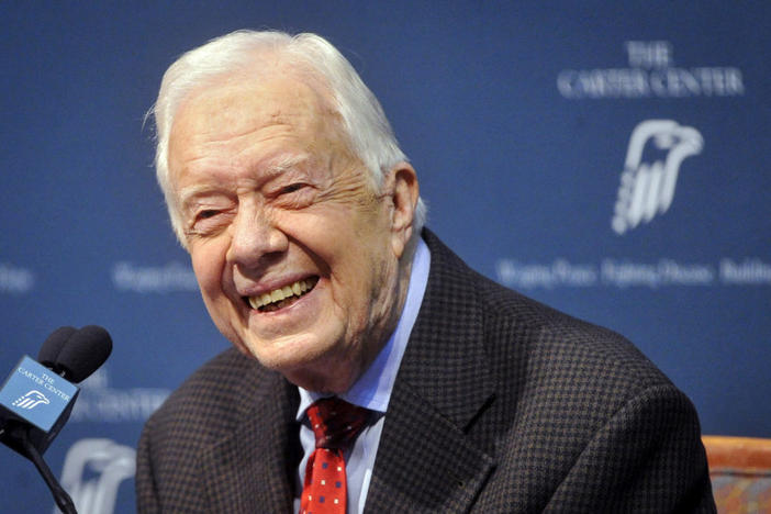 FILE PHOTO - Former U.S. President Jimmy Carter takes questions from the media during a news conference at the Carter Center in Atlanta, Georgia, U.S. August 20, 2015. REUTERS/John Amis/File Picture