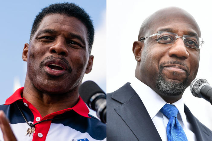 Herschel Walker and Sen. Raphael Warnock as election day approaches in Georgia. Photos provided by Getty Images