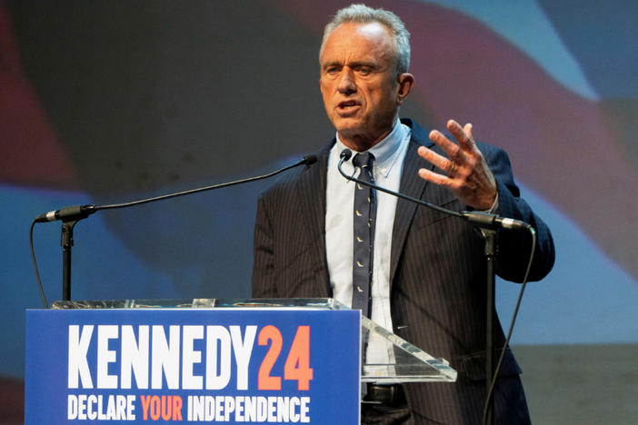 Independent presidential candidate Robert F. Kennedy Jr. speaks during a campaign rally at the Fox Theatre in Tucson, Arizona, on Feb. 5, 2024. File photo by Rebecca Noble/ Reuters