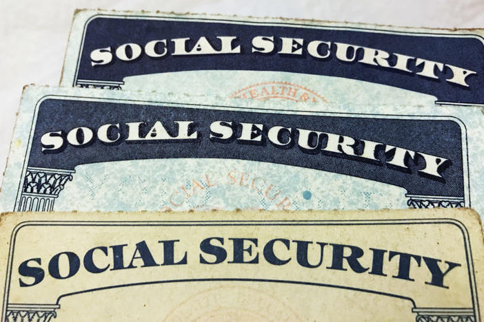 FILE PHOTO: U.S. Social Security card designs over the past several decades are shown in this photo illustration taken in Toronto, Canada on January 7, 2017. REUTERS/Hyungwon Kang/File Photo
