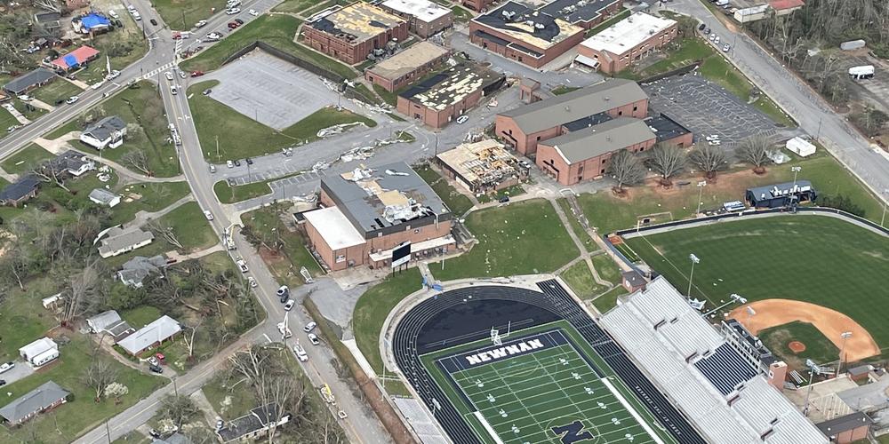 Aerial View of Newnan High School Tornado Damage